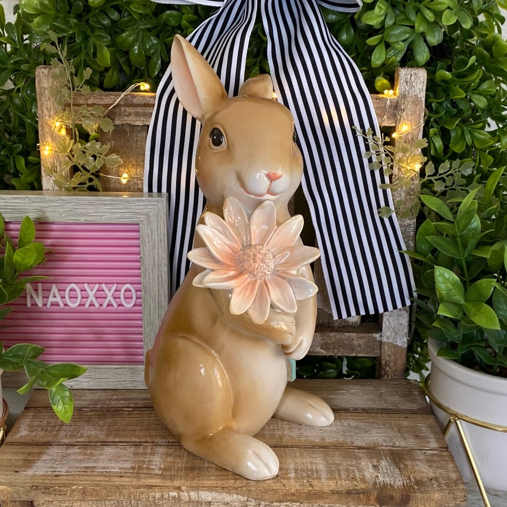 Spring | Brown Bunny Holding A Flower